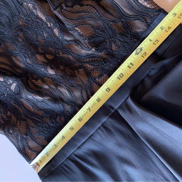 Long Holiday New Years Party Dress  with Slit. Lace bodice & sleeves.Never Worn - Picture 10 of 12